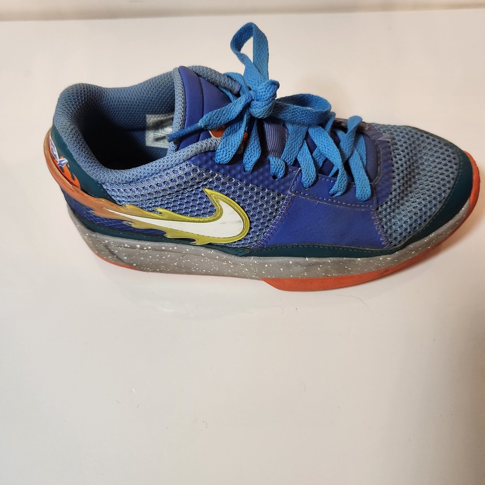 Nike Ja 1 GS Backyard BBQ Blue Orange Basketball Shoes  Kids 4.5Y - Picture 2 of 7